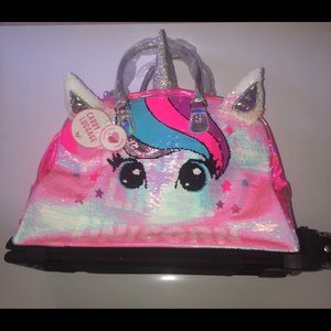 NWT Justice girls rolling luggage bag